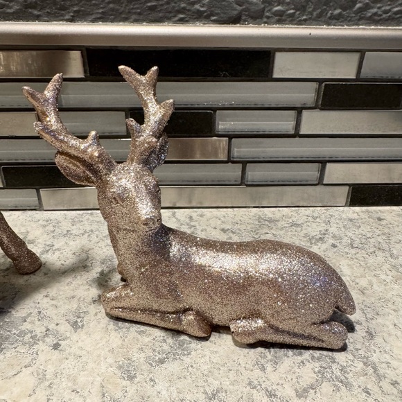 Holiday Pink Rose Gold Shimmer Christmas Deer Set of 2 - Picture 3 of 3